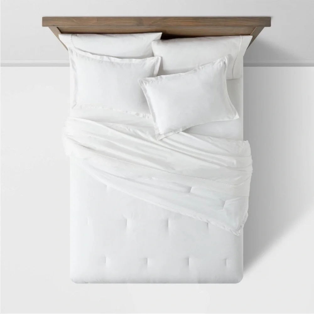 THRESHOLD NWT cotton linen chambray comforter sham set -white -full/queen